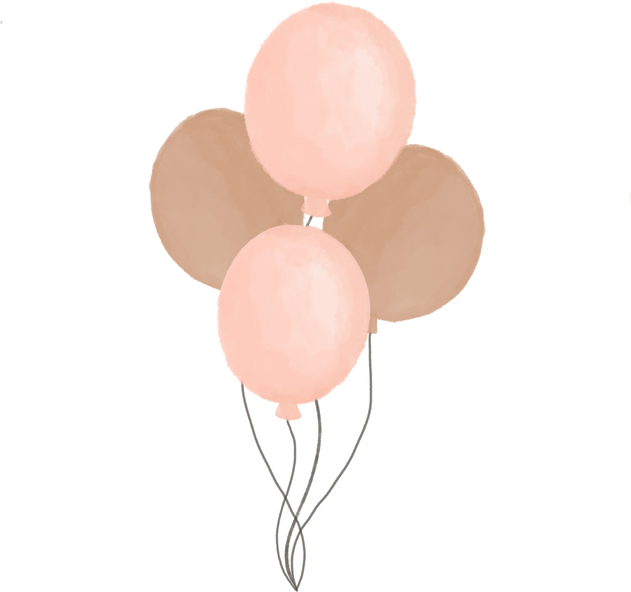 Pink and brown Balloons Watercolor