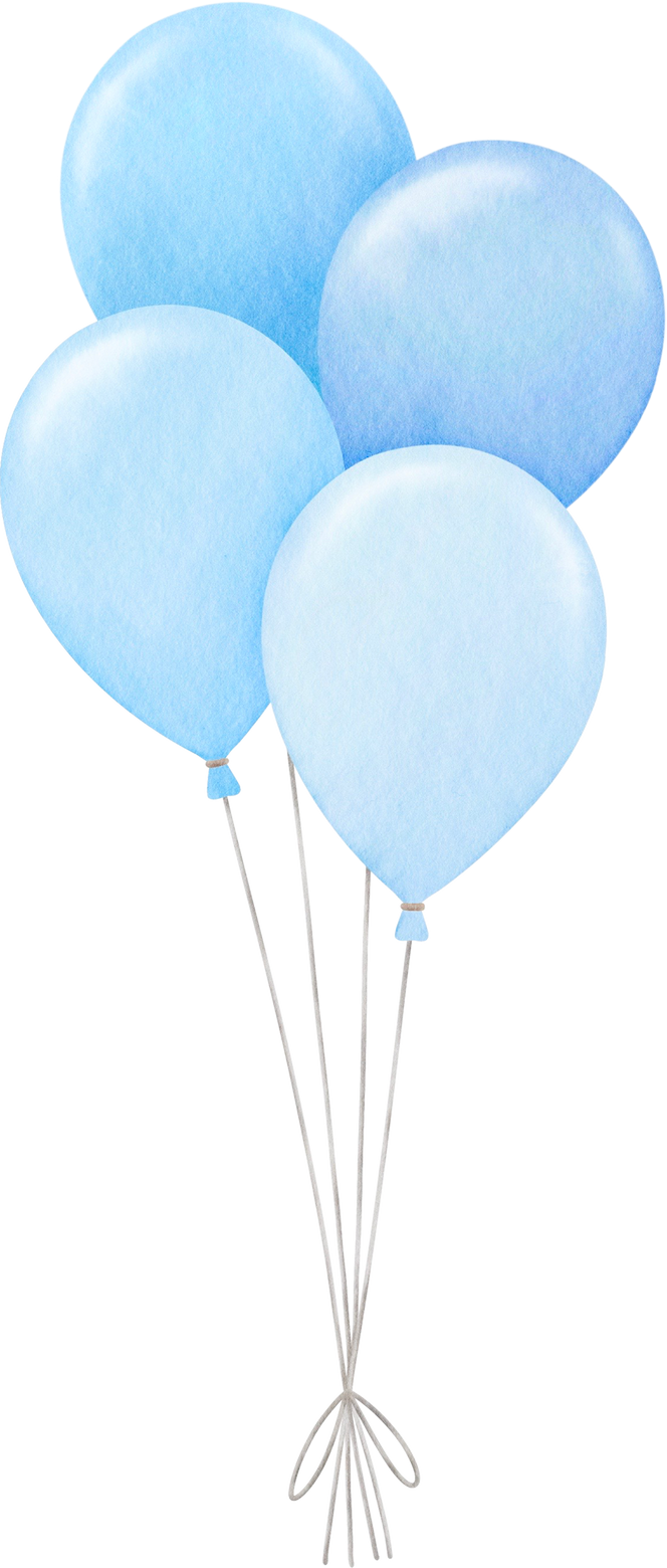 Watercolor blue balloons